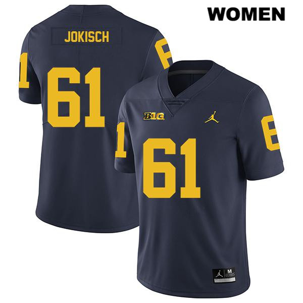 Women's NCAA Michigan Wolverines Dan Jokisch #61 Navy Jordan Brand Authentic Stitched Legend Football College Jersey DE25G07FP